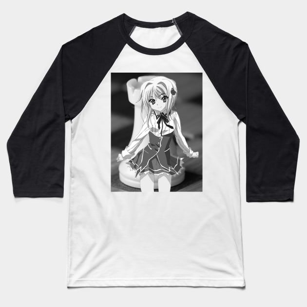 Koneko - High School DxD - black and white Baseball T-Shirt by Dragon Works